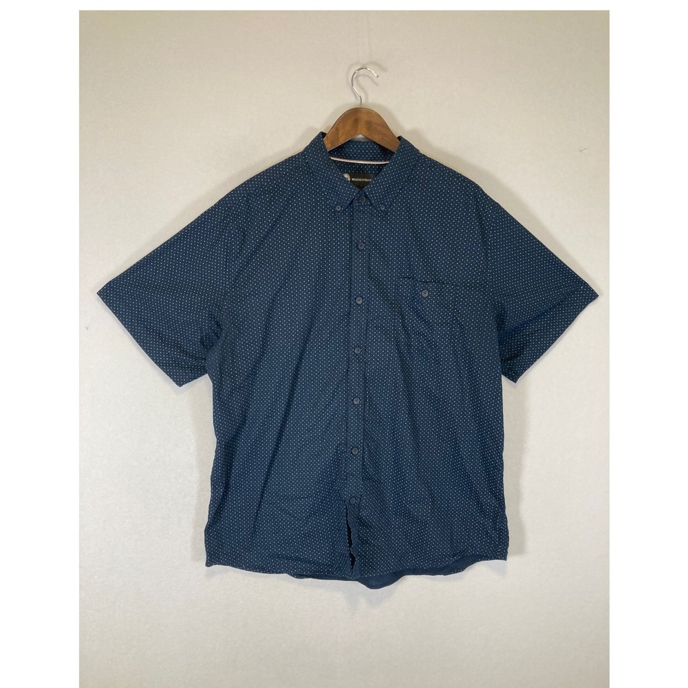 Business Casual Weatherproof Men XXL Navy Blue Geometric Micro Print Button Down